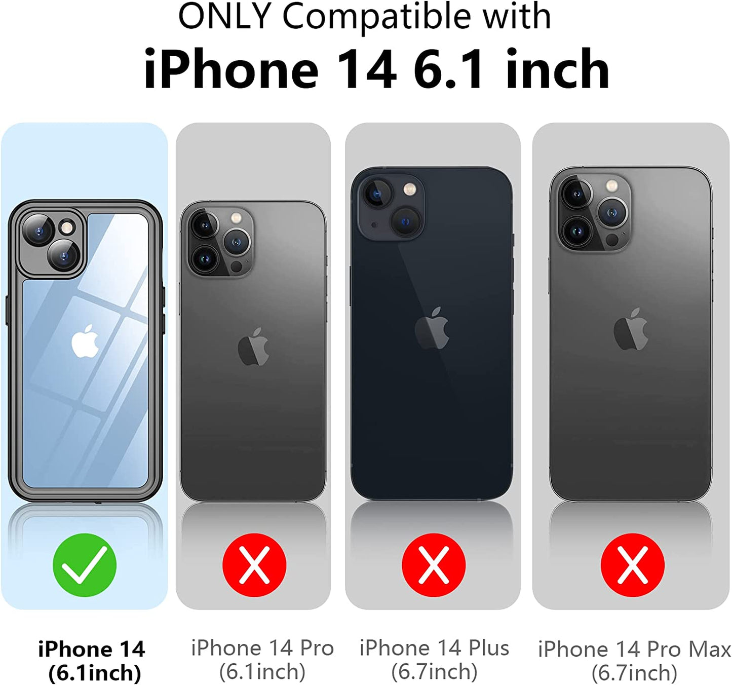 Temdan for Iphone 14 Case Waterproof,Built-In 9H Tempered Glass Screen Protector [IP68 Underwater][14Ft Military Dropproof][Dustproof][Real 360] Full Body Shockproof Protective Case-Blue-Clear  Temdan   