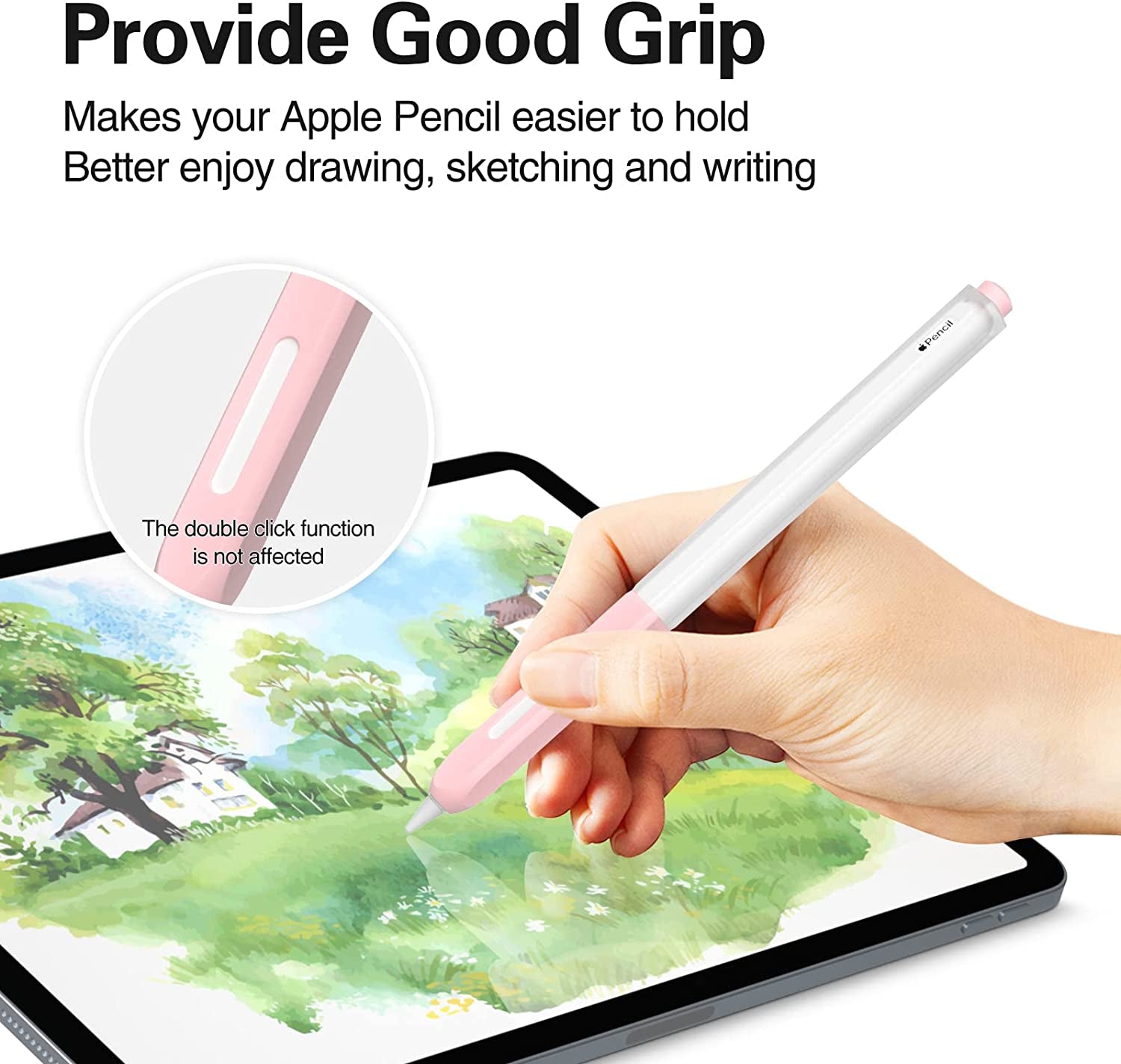 JOOSKO Pencil Case Compatible with Apple Pencil 2Nd Generation Cover Sleeve,Silicone Translucent Duotone，[With 10 Silicone Tip Cover],Support Magnetic Wireless Charging (Pink)  JOOSKO   