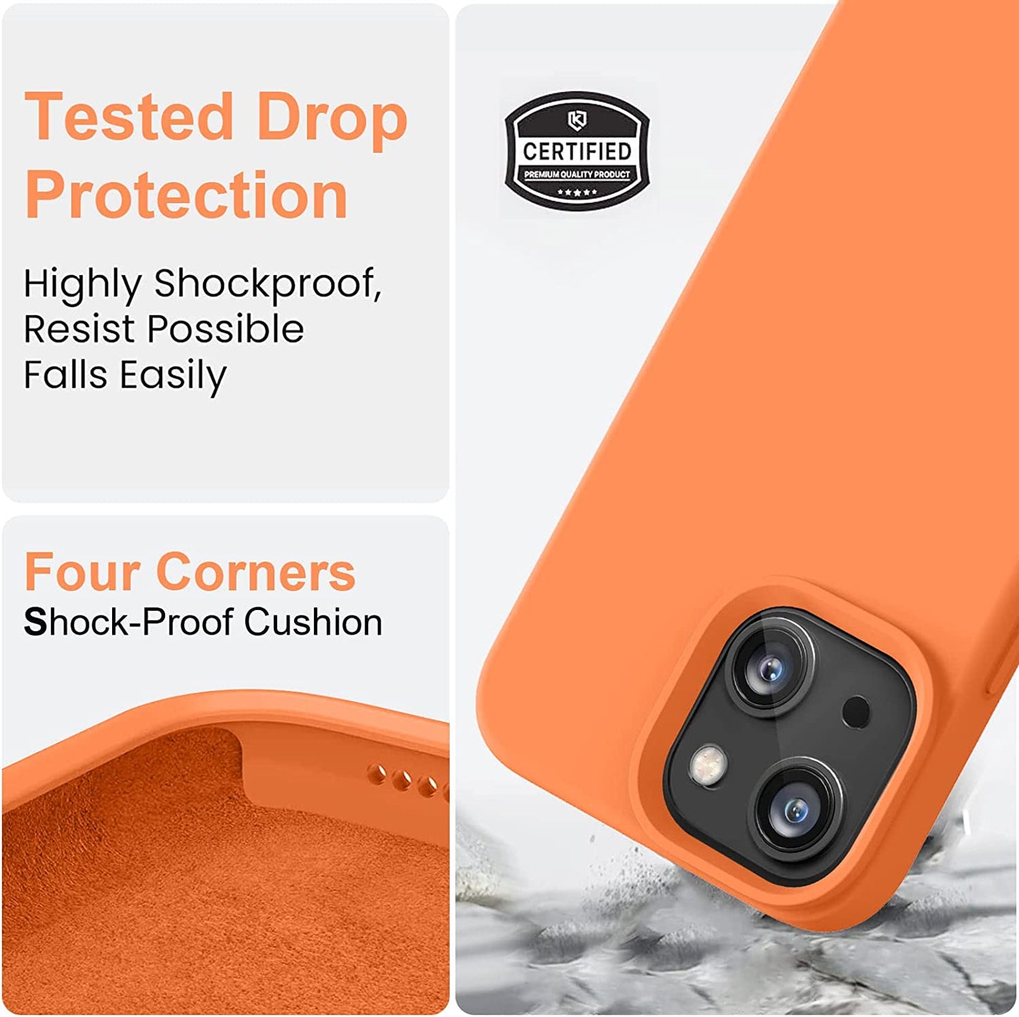 Vooii Compatible with Iphone 14 Case,[Silky Touch Premium Liquid Silicone] [Soft Anti-Scratch Microfiber Lining], Ultra Slim Shockproof Protective Case for Iphone 14 - Bright Orange  Vooii   