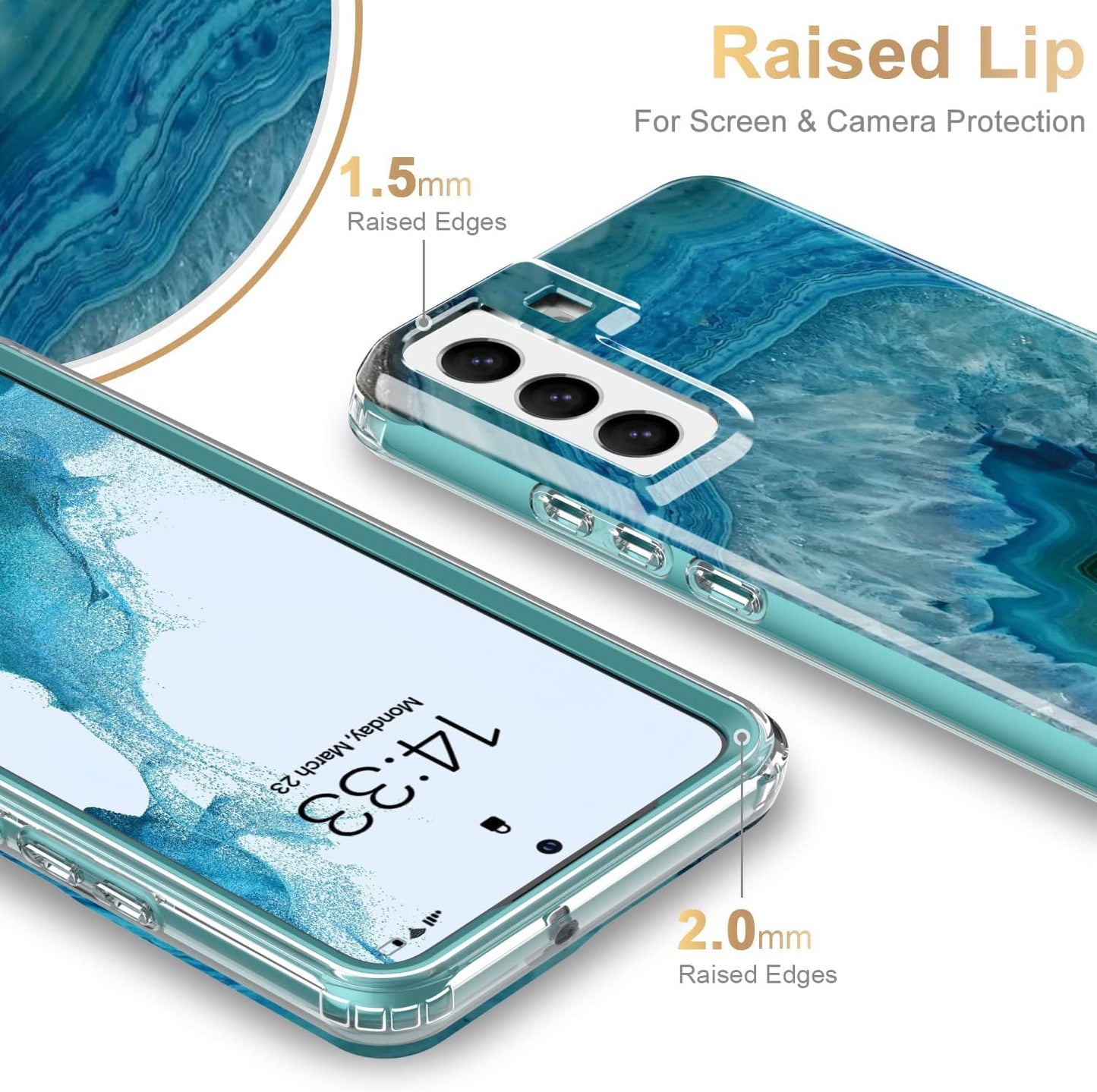 Esdot for Samsung Galaxy S22 plus Case,Military Grade Passing 21Ft Drop Test,Rugged Cover with Fashionable Designs for Women Girls,Protective Phone Case for Galaxy S22+ plus 6.6" Agate Stone  Esdot   