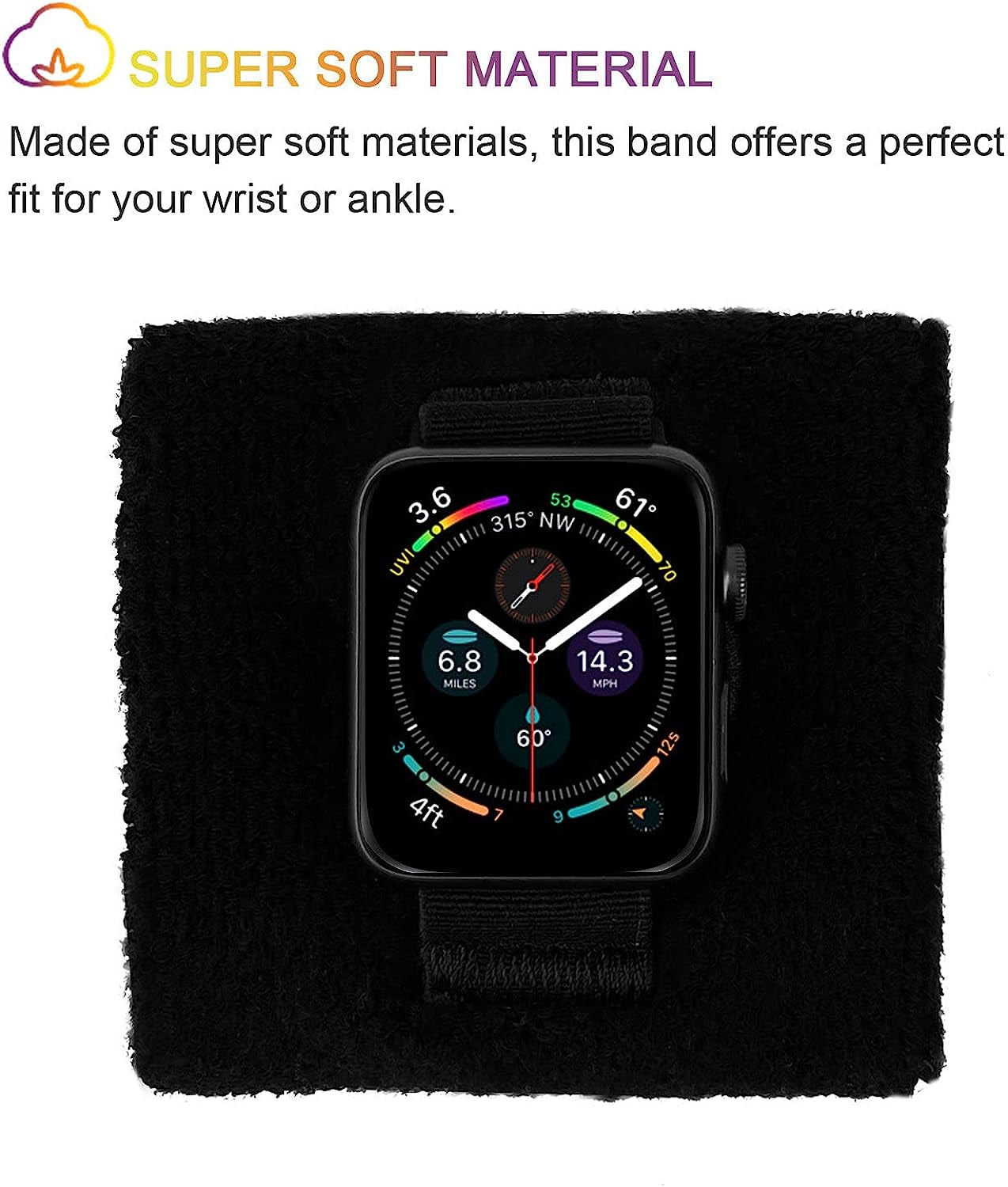 IFCASE Sport Sweatband Wrist/Ankle Band for Apple Watch 49Mm 45Mm 44Mm 42Mm 41Mm 40Mm 38Mm Iwatch Series Ultra 8 7 6 5 4 3 2 SE, Unisex Wristband/Ankleband  IFCASE   