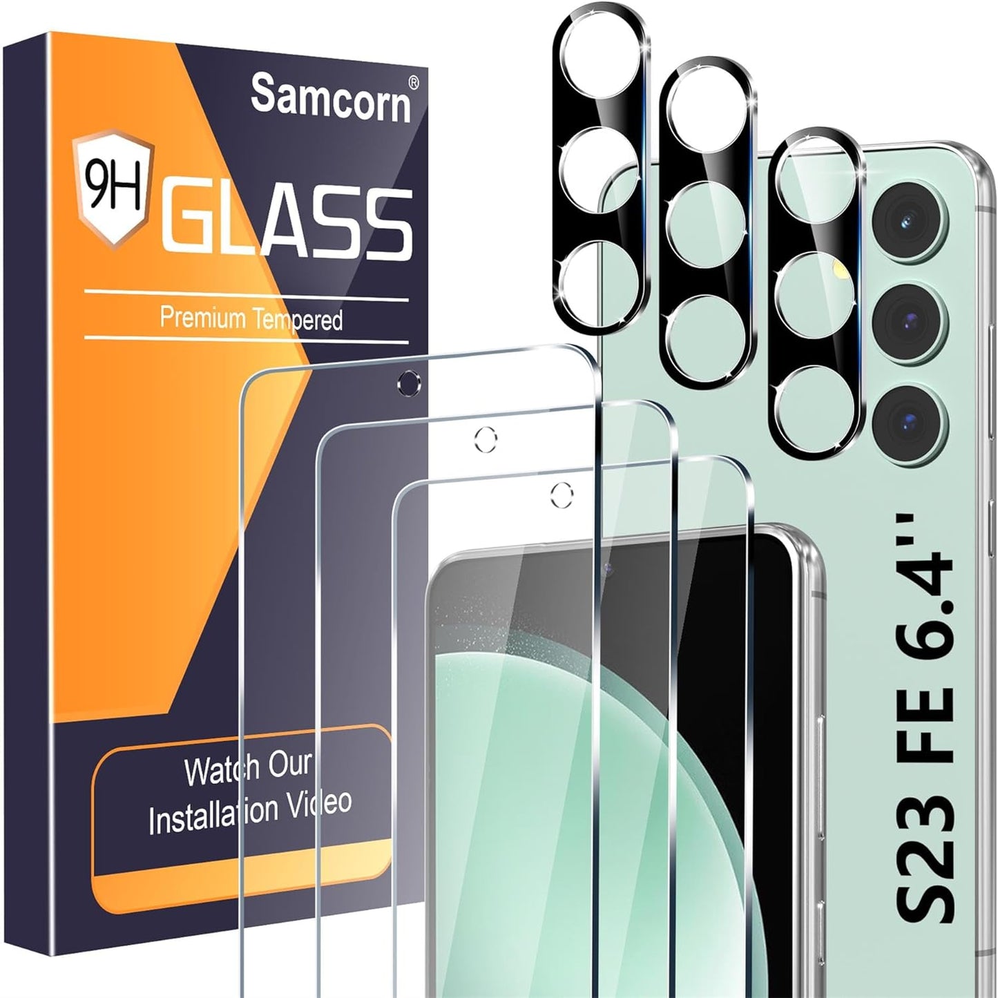 Letosan 3 Pack Galaxy S22 Ultra Screen Protector, HD Clear Tempered Glass, Fingerprint Unlock, 3D Curved, Scratch Resistant, Bubble-Free for Samsung Galaxy S22 Ultra 5G Glass Screen Protector  letosan S23 Fe-Black  