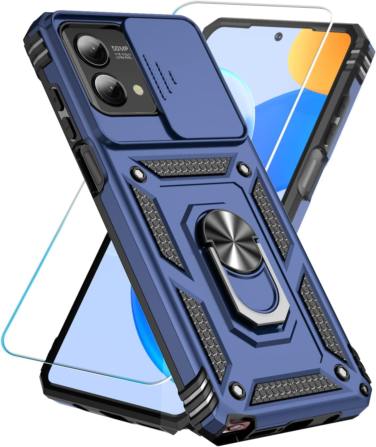 Sunstory for Motorola Moto G Stylus 5G 2023 Case with Tempered Glass Screen Protector & Slide Camera Cover & Kickstand, [Military-Grade] Phone Case for Moto G Stylus 5G 2023 (Blue)  SunStory   