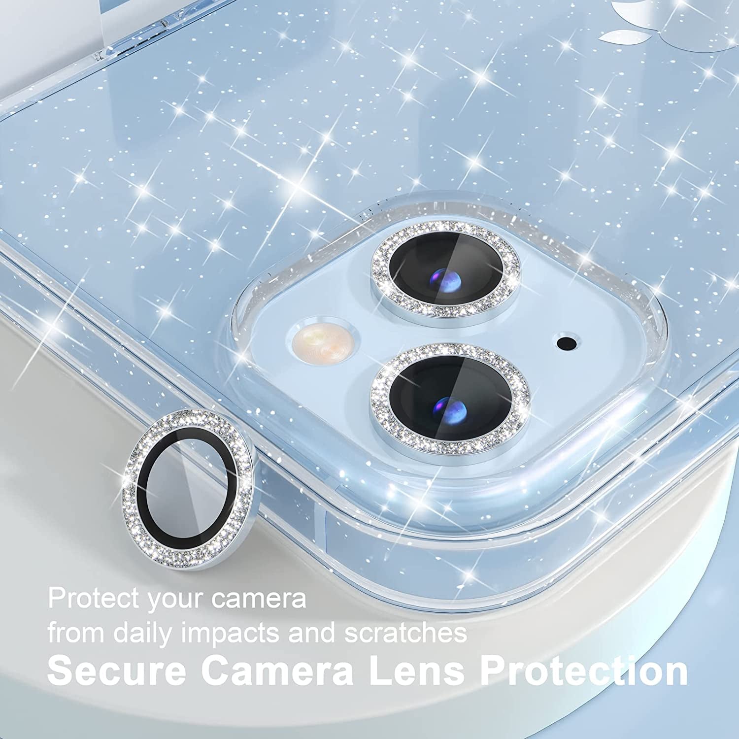 Choiche Compatible for Iphone 14 Case Cute, Women Clear Glitter Bling Sparkly Case, [2 X Diamond Camera Lens Protectors] [2 X Tempered Glass Screen Protectors] 6.1-Inch (Glitter Clear)  Choiche   