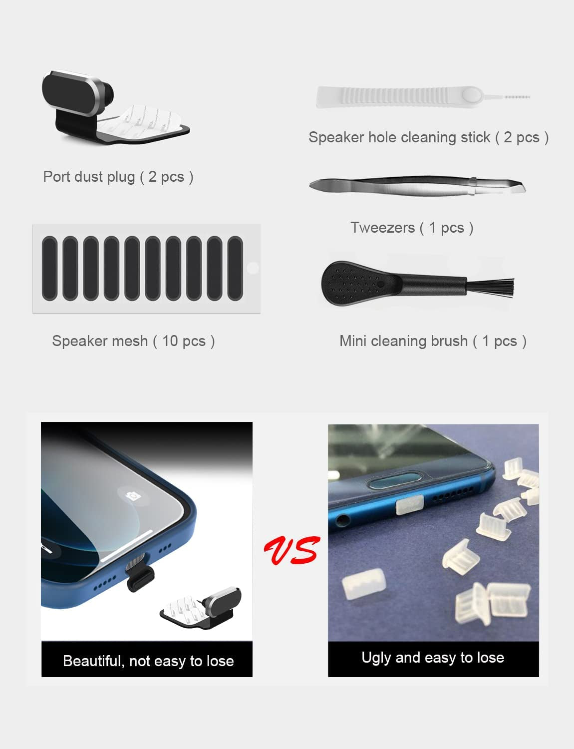 Gavemi Iphone Dust Plug Speaker Cover Kit for Phone Charging Port Protective Cover, Compatible with Iphone (Black)  Gavemi   