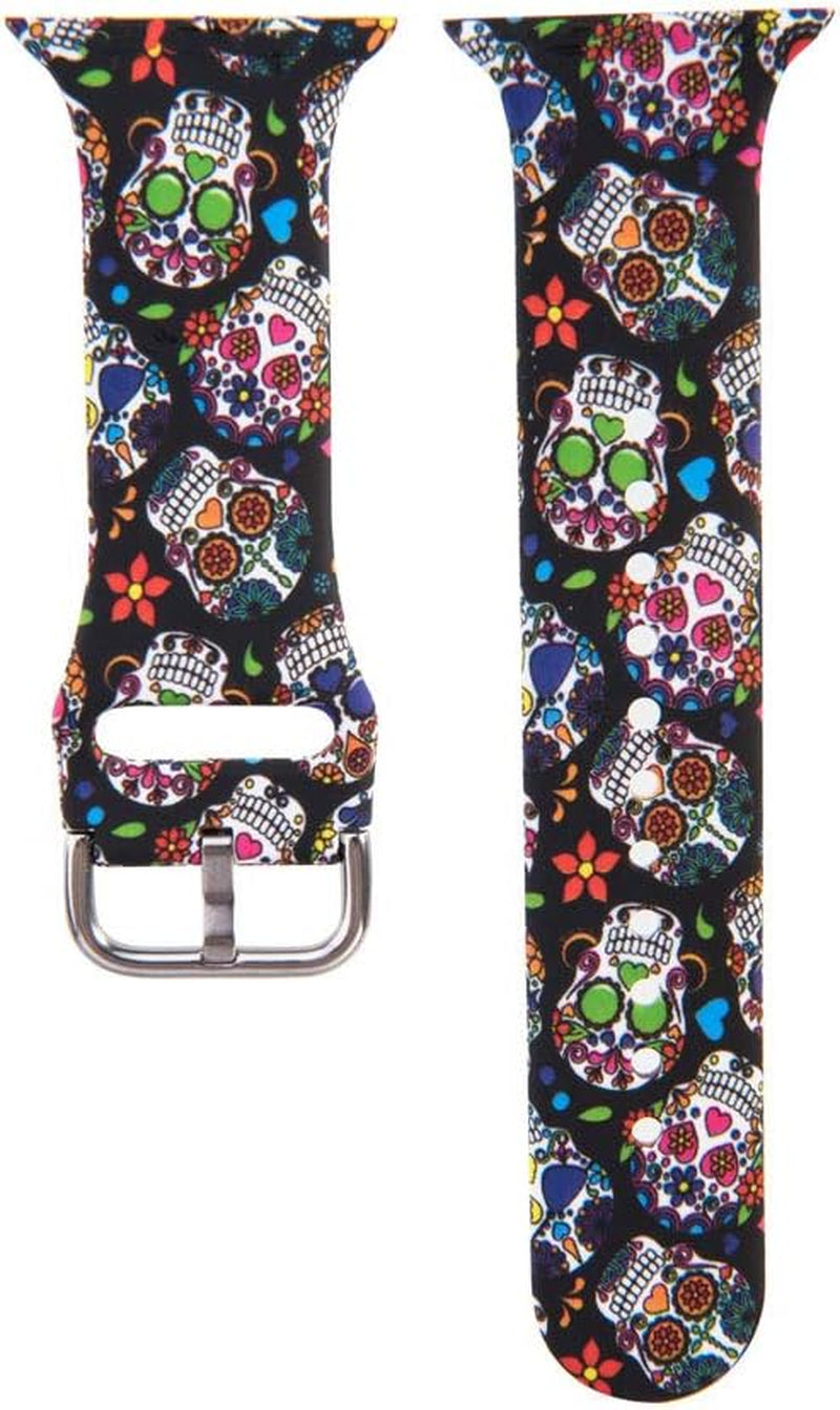 Hi-Yoohere Elegent Bands Compatible Wth Apple Watch 42Mm 44Mm 45Mm, Character Cool Skull Print Soft TPU Wristband Strap for Girls Women Iwatch SE & Series 7/6/5/4/3/2/1  Hi-Yoohere   