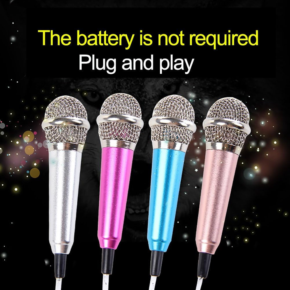 Angel3292 Mini Portable Vocal Instrument Microphone for Mobile Phone 3.5Mm Universal Wire Connect Karaoke Metallic Mini Microphone for Cell Phone PC Blue  angel3292   