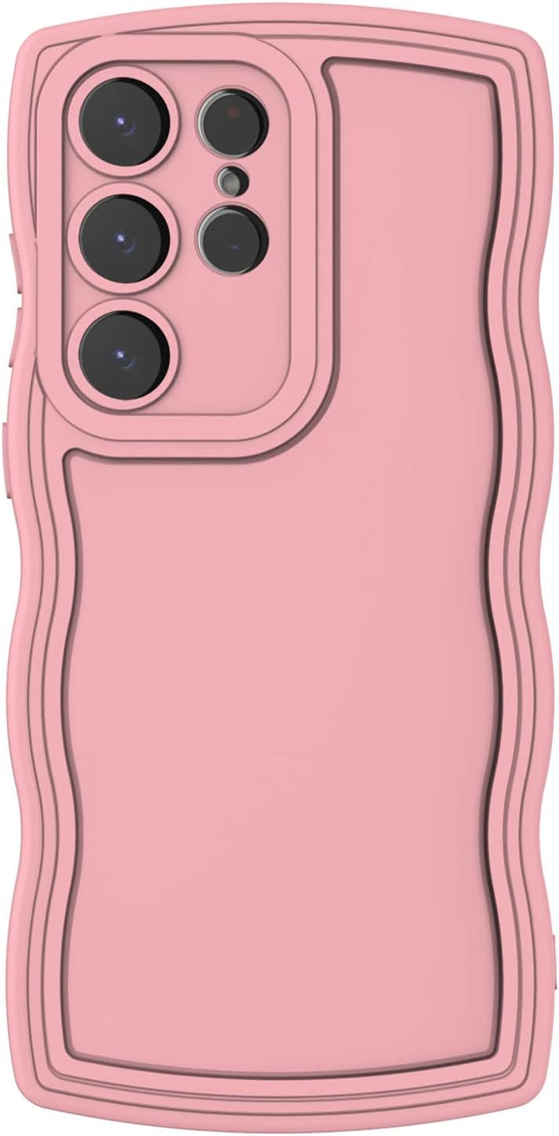 Aicase Cute Solid Color Curly Wave Frame Soft Compatible with Samsung Galaxy Phone Case (Blue, Galaxy S22 Ultra)  AICase Pink Galaxy S22 Plus 