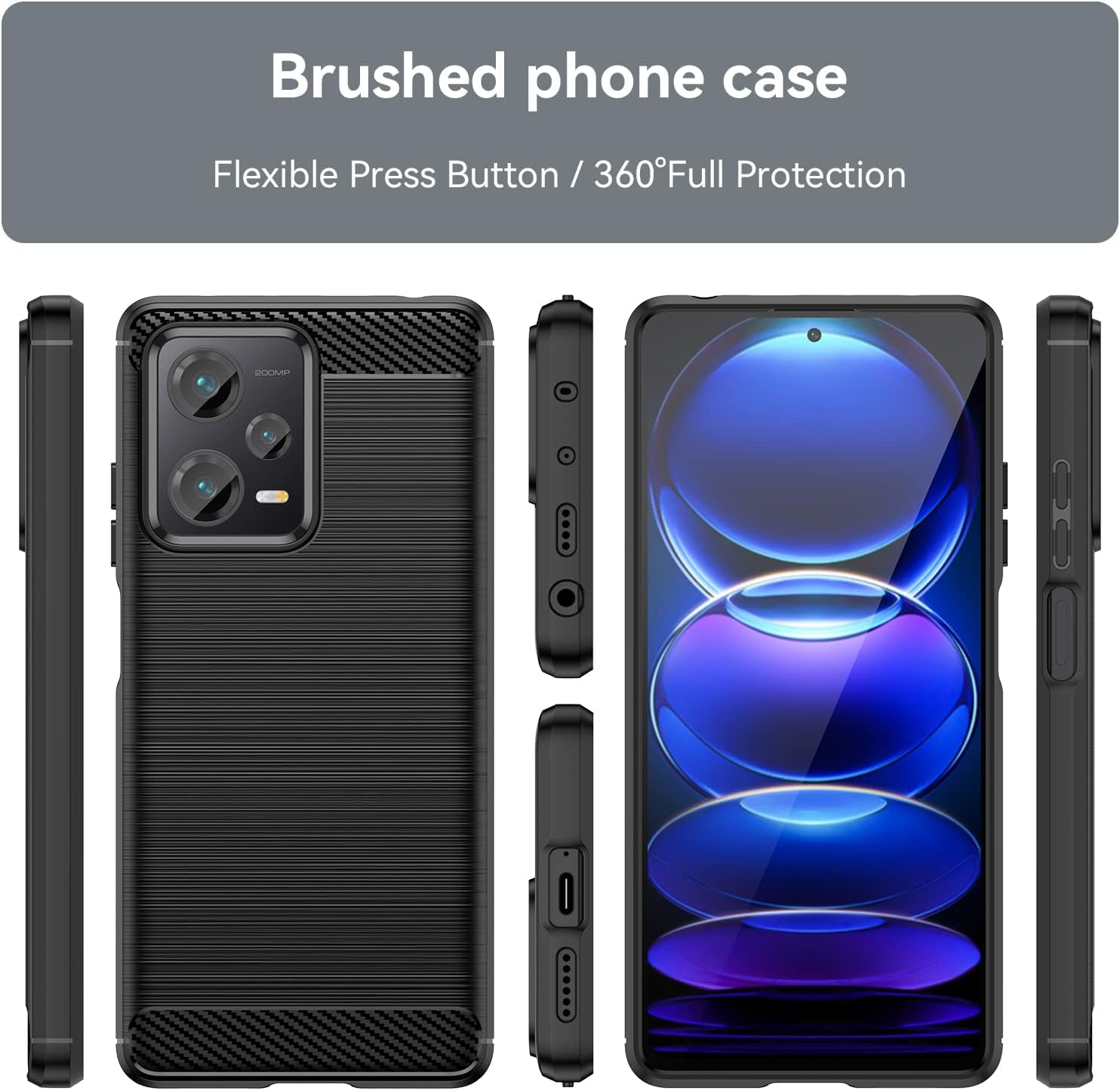 For Redmi Note 12Pro+ plus 5G Case, Shockproof Phone Case - Anti-Fall Protection Phone Case Shock-Absorbing Flexible TPU Carbon Fiber Protection Phone Case - for Xiaomi Redmi Note 12Pro plus 5G(Black)  Aikcks   