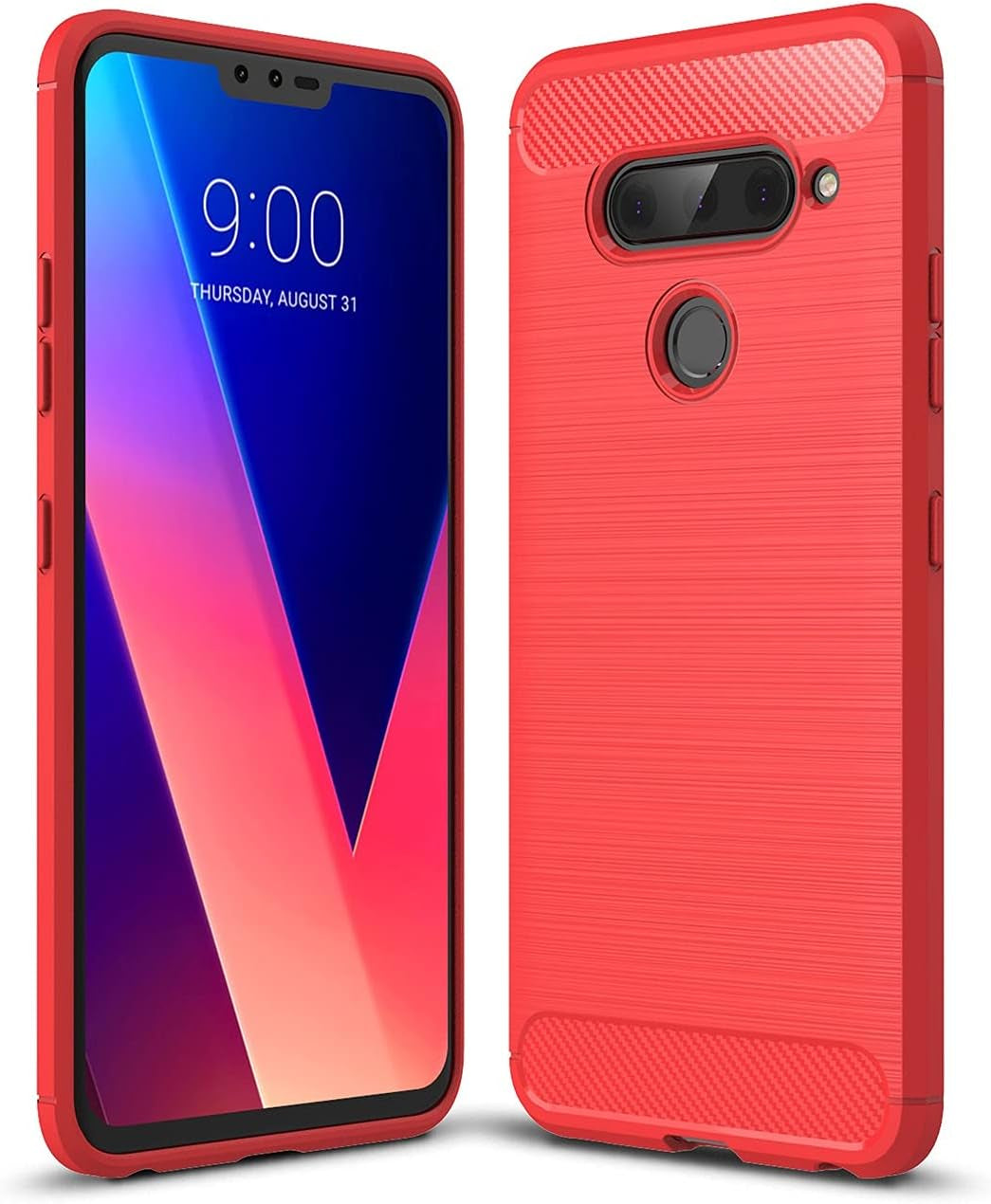 Cruzerlite Carbon Fiber Texture Case Designed for LG V40 Case Anti-Scratch Shock Absorption Compatible with LG V40 Case (Black)  Cruzerlite Red  