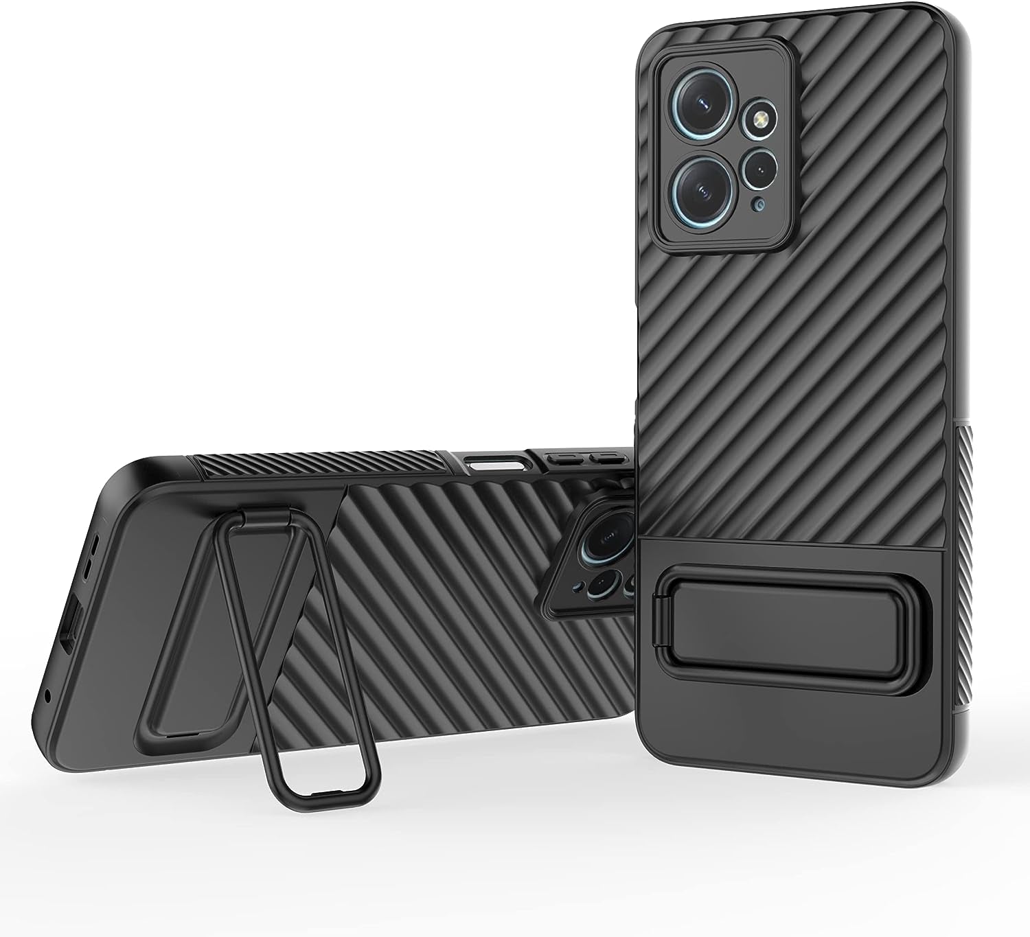 Zzjoooj for Xiaomi Redmi Note 12 4G Case with Kickstand, Shockproof Rugged TPU Cover, Shock-Absorption anti Impact Scratch Resistant Phone Cover, with Soft Microfiber Lining, Black  zZjoOoj   