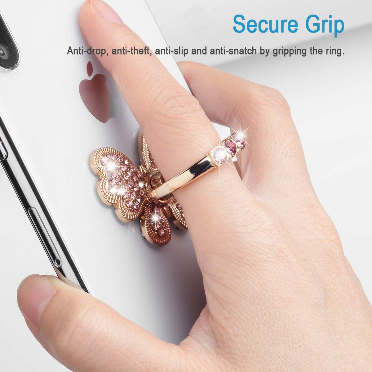 Finger Ring Stand,2 Pack Luxury Glitter Diamond Universal Metal Finger Ring Grip Holder Kickstand for Iphone 14 13 11 Pro Max 8 7 6S Plus,Galaxy S22 Ultra S10 plus S8 S7 Note,All Smartphone,Pink/Bow  WATACHE   