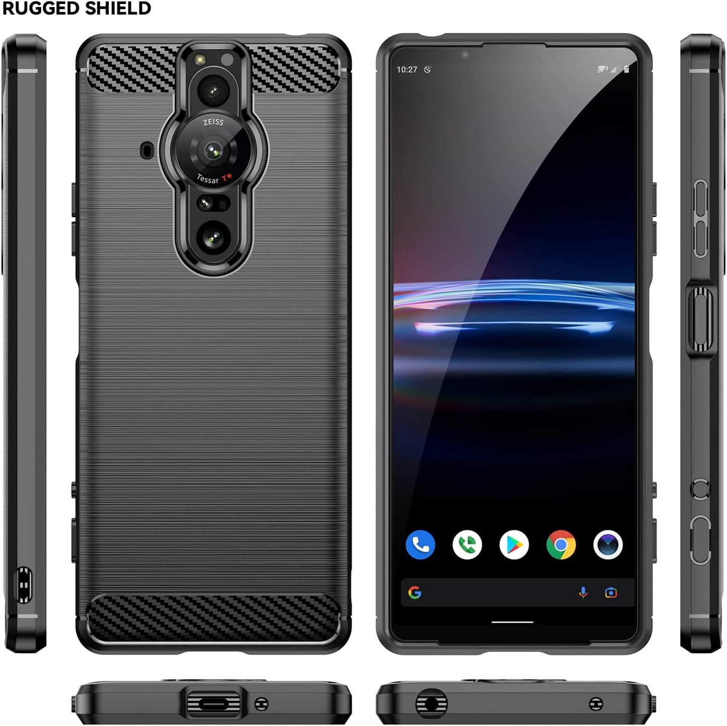 EVUNNBC Slim Case for Sony Xperia Pro-I, Sony Xperia Pro-I Case, TPU Shock Absorption Technology Full Protective Case Carbon Fiber Cover for Sony Xperia Pro-I Smartphone (Black)  LuckyMi   