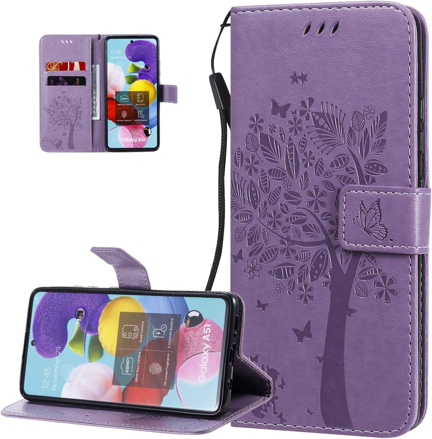 LEMAXELERS Google Pixel 4A 5G Case Embossed Wishing Tree Wallet Shockproof Case Flip Premium PU Leather Magnetic Card Slots with Stand Cover for Google Pixel 4A 5G / Pixel 5 XL Wishing Tree Gray KT  LEMAXELERS A-9  