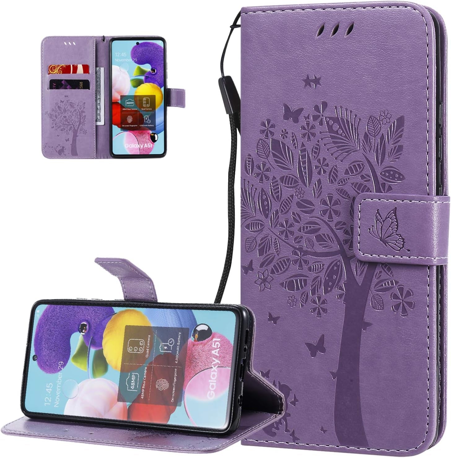 LEMAXELERS Google Pixel 4A 5G Case Embossed Wishing Tree Wallet Shockproof Case Flip Premium PU Leather Magnetic Card Slots with Stand Cover for Google Pixel 4A 5G / Pixel 5 XL Wishing Tree Gray KT  LEMAXELERS A-9  