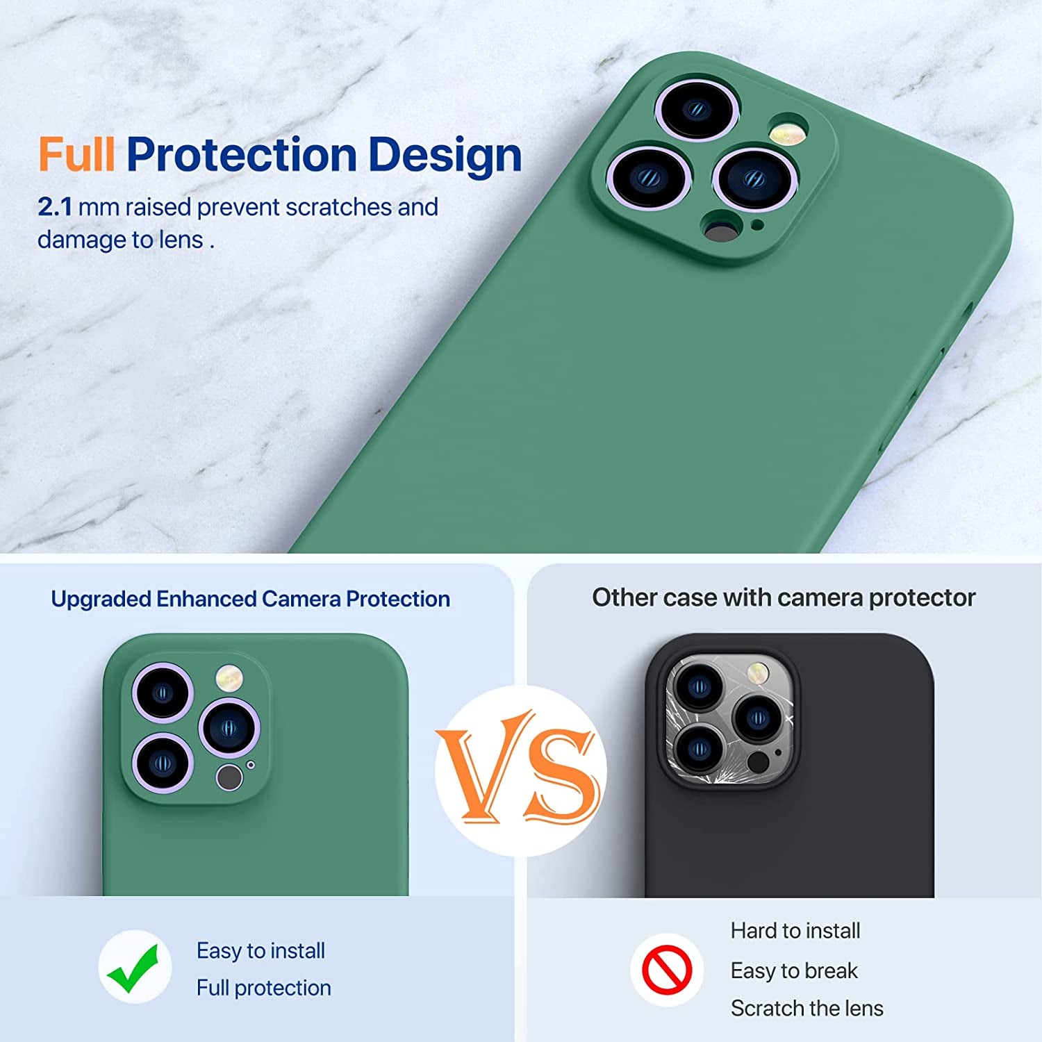 Miracase Designed for Iphone 14 Pro Case with Screen Protector, [Upgraded Camera Protection], Shockproof Liquid Silicone Rubber Phone Case Cover for 14 Pro 6.1 Inch (Alpine Green)  Miracase   