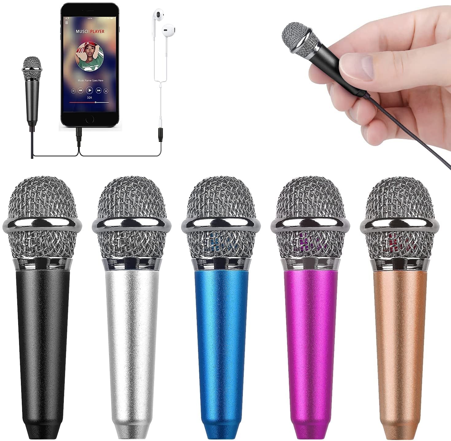 Uniwit Mini Portable Vocal/Instrument Microphone for Mobile Phone Laptop Notebook Apple Iphone Sumsung Android with Holder Clip - Silver  Uniwit Black  