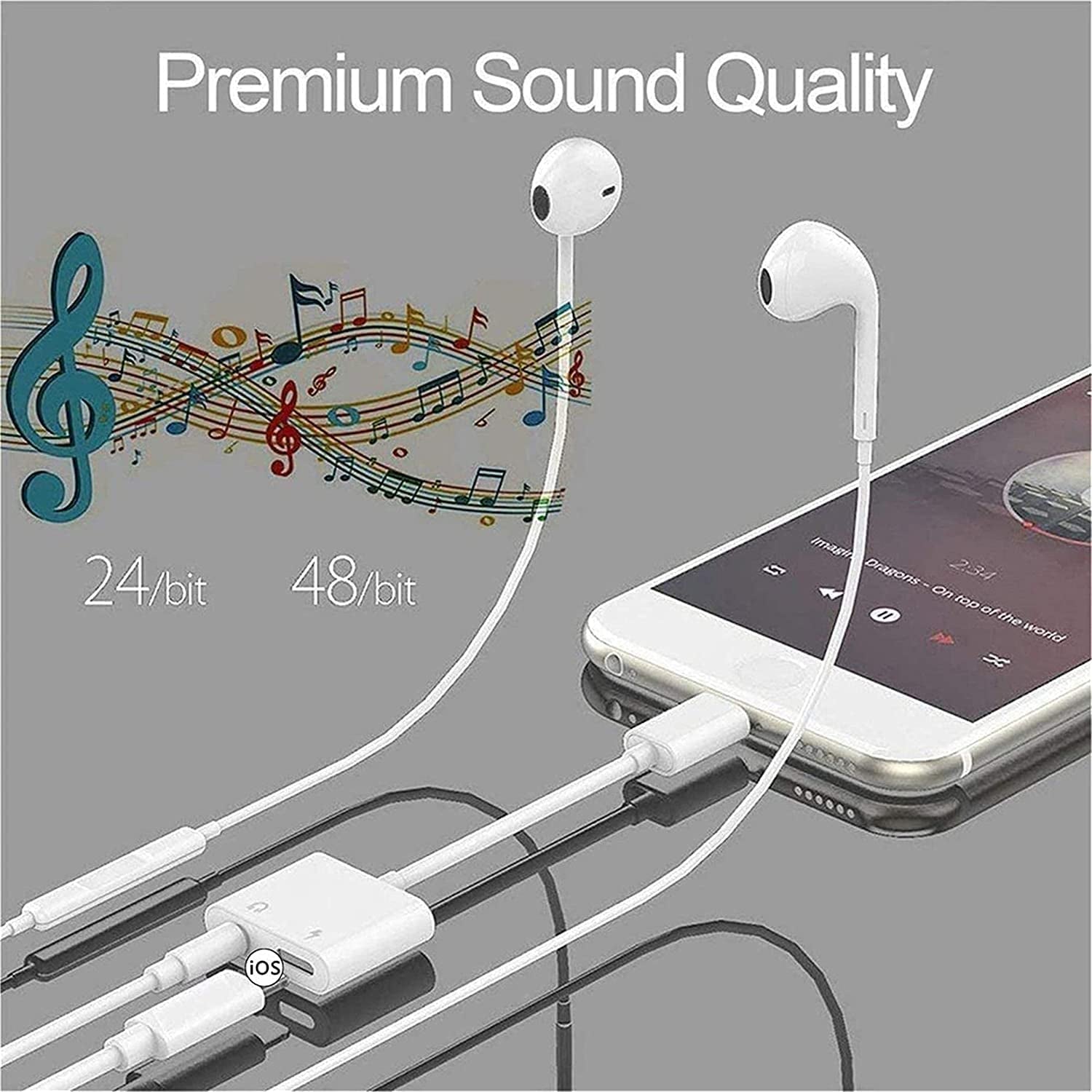 2 Pack Headphone Adapter for Iphone [Apple Mfi Certified], 2 in 1 Lightning to 3.5Mm AUX Audio + Charger Splitter Dongle for Iphone Accessories Compatible with Iphone 13/12/11/XR/X/8/7  Tonatual   