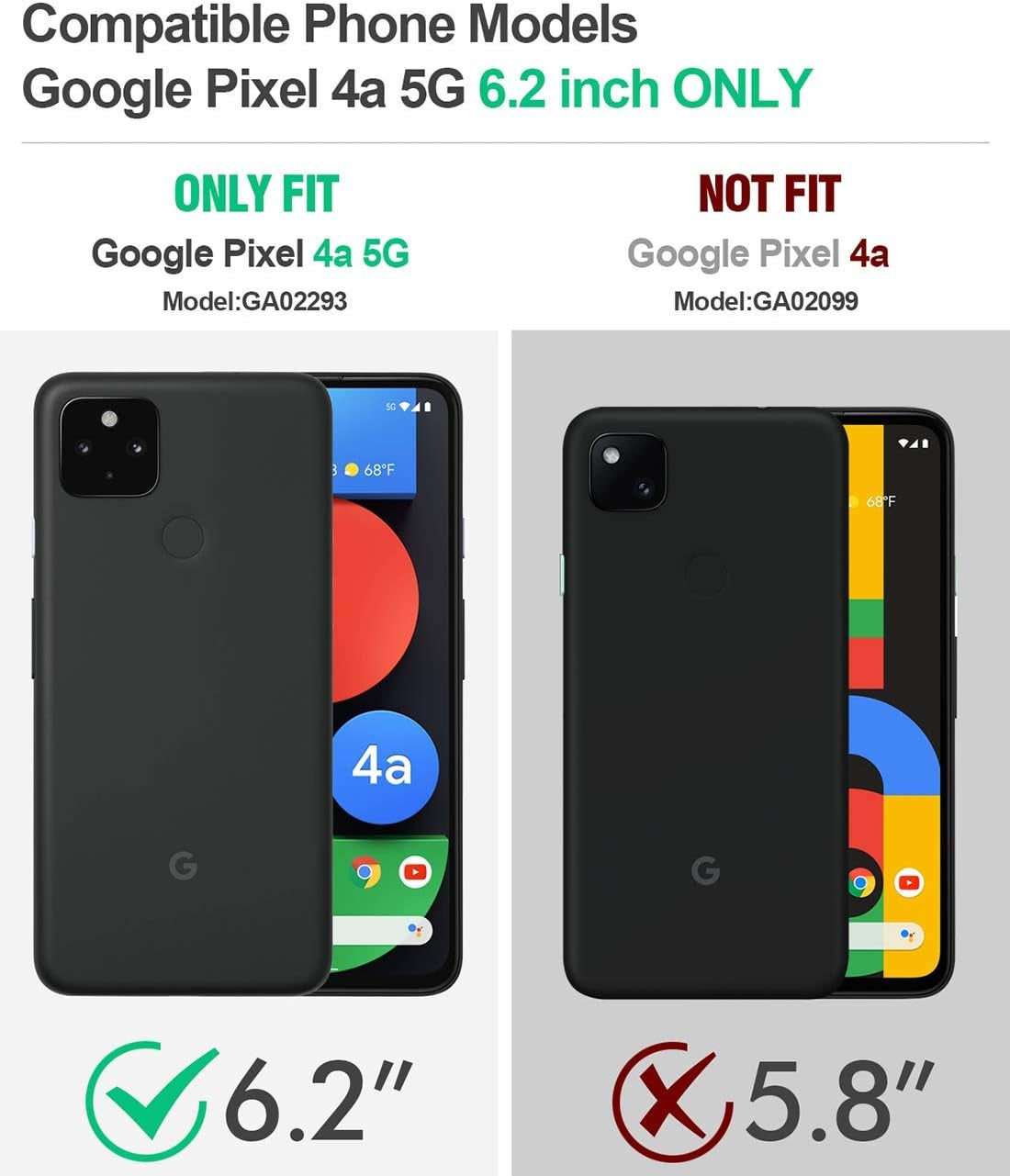 Poetic Guardian Series Designed for Google Pixel 4A 5G Case 6.2 Inch (2020), Full-Body Hybrid Shockproof Bumper Cover with Built-In-Screen Protector, Blue/Clear  Poetic   