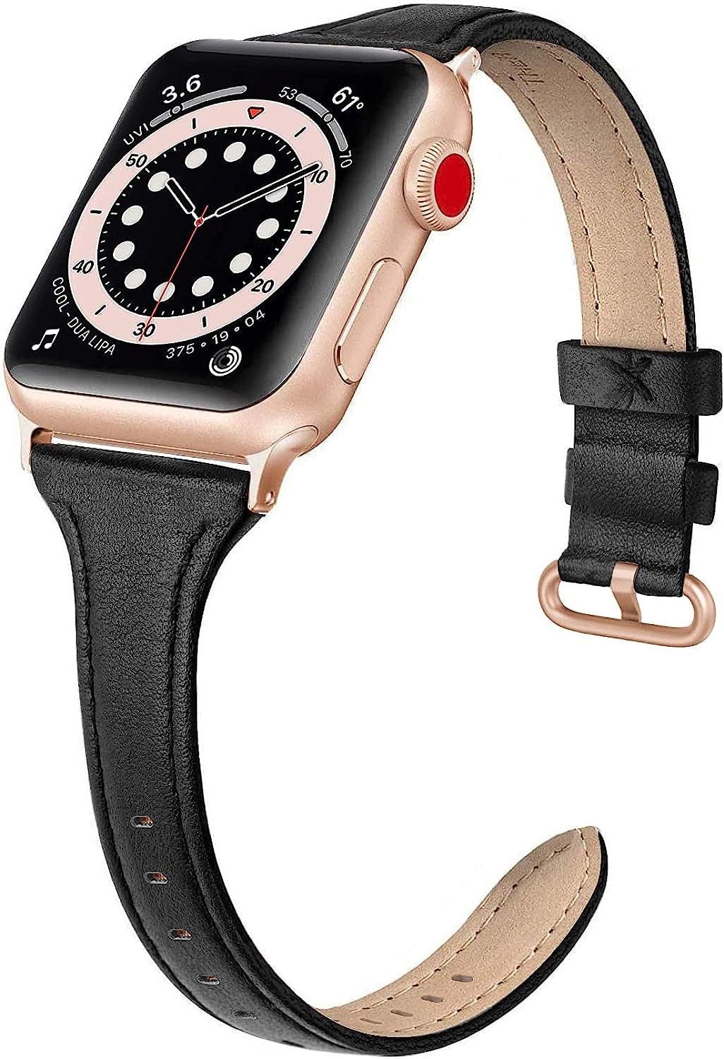 EDIMENS Leather Bands Compatible with Apple Watch 38Mm 40Mm 41Mm Band Women, Slim Thin Genuine Leather Band Compatible for Iwatch Apple Watch Series 7, 6, 5, 4, 3, 2, 1, SE, Sport & Edition Women  EDIMENS Classic Black 38mm / 40mm / 41mm 