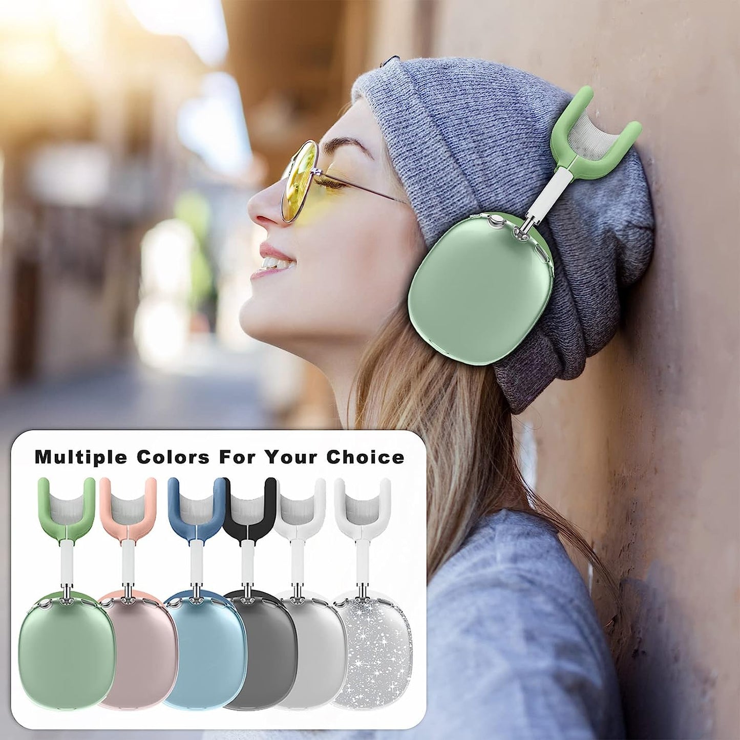 Aiaabq for Airpods Max Case Cover,Anti-Scratch Ear Pad Case Cover/Ear Cups Cover/Headband Cover for Airpods Max. Clear Soft TPU and Silicone,Skin Scratch Proof (Green)  Aiaabq   