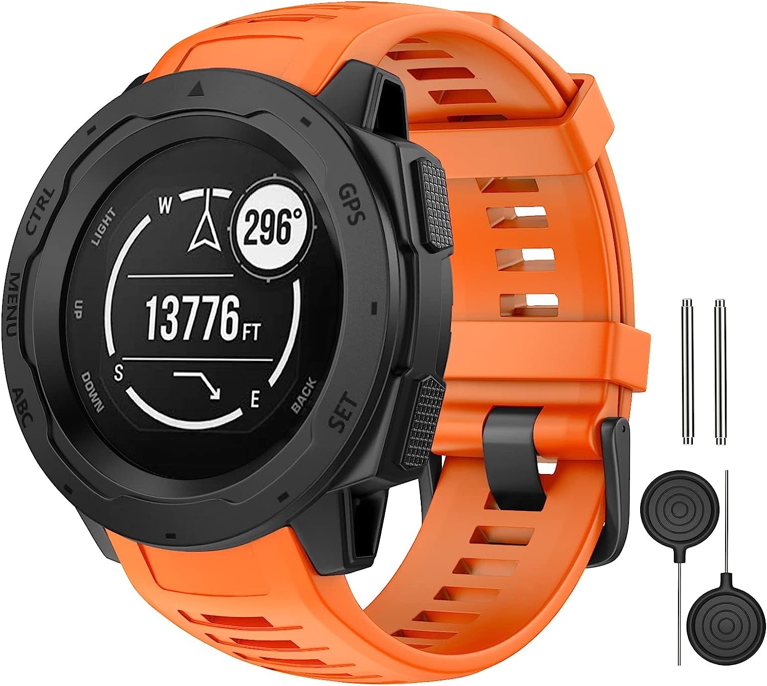 MYSNBKN Compatible with Garmin Instinct Band, Soft Silicone Replacement Watch Strap for Garmin Instinct/ Solar/ Tactical  MYSNBKN Orange  