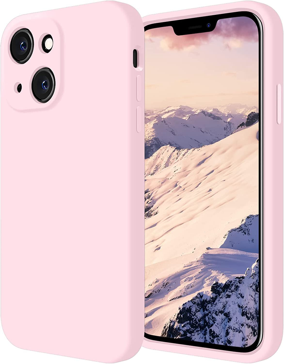 Firenova for Iphone 14 Case, Silicone Upgraded [Camera Protection] Phone Case with [2 Screen Protectors], Soft Anti-Scratch Microfiber Lining Inside, 6.1 Inch, Blue  FireNova Chalk Pink  