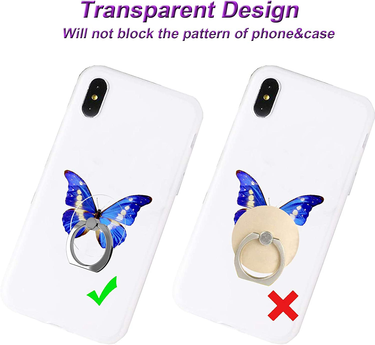 TACOMEGE Transparent Clear Phone Ring Grips Holder Kickstand, Finger Ring Stand for Cell Phone Tablet Case Accessories(Round-Clear) (1)  TACOMEGE   