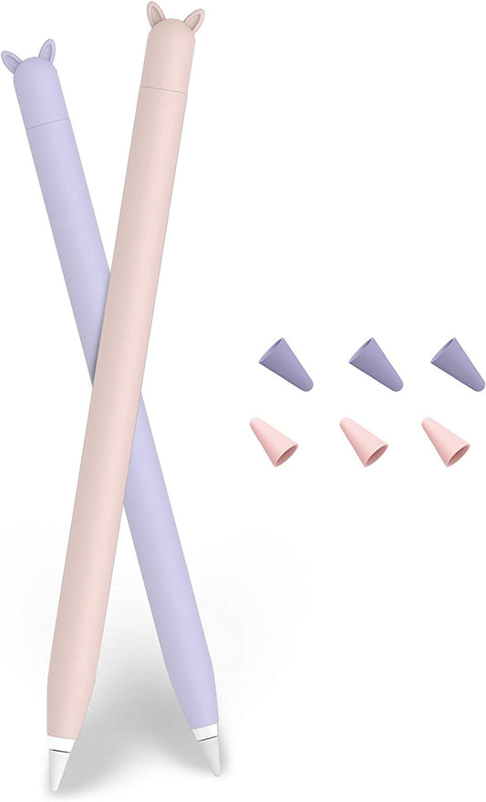 2 Pack Cute Case for Apple Pencil 1St Gen for Apple Pencil Accessories Cover , Soft Silicone Sleeve Cover Accessories Compatible for Ipad Pro 9.7"/10.5"/12.9" (Pink & Purple)  Litumfen   