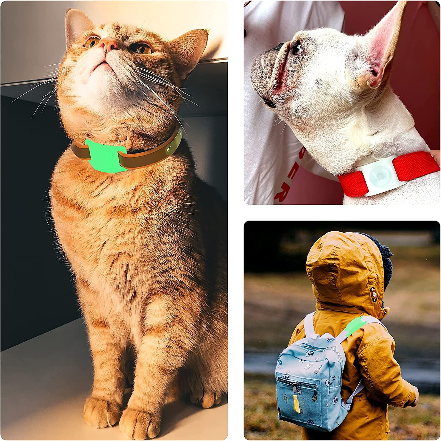 IPX7 Waterproof Airtag Holder, Damonlight 2 Packs Airtag Dog Collar Holder Fit for Dog Cat Collar Pet Loop Air Tag Holder Accessories, anti Scratch Silicone Case Lightweight Soft (Glow in Dark)  DamonLight   