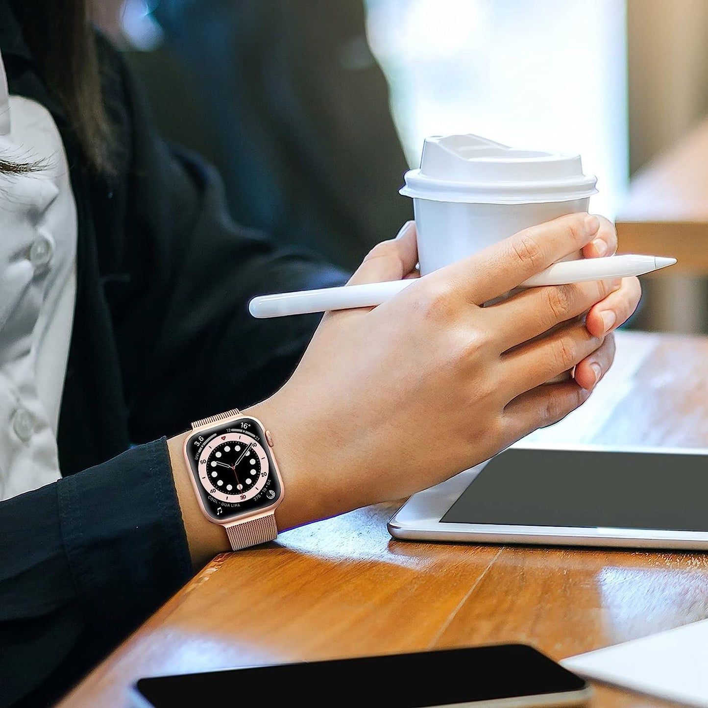 Junghoo Compatible with Apple Watch Bands 38Mm 40Mm 41Mm 42Mm 44Mm 45Mm Women Men, Stainless Steel Mesh Loop Magnetic Clasp Replacement for Iwatch Band Series SE 7 6 5 4 3 2 1.  JungHoo   