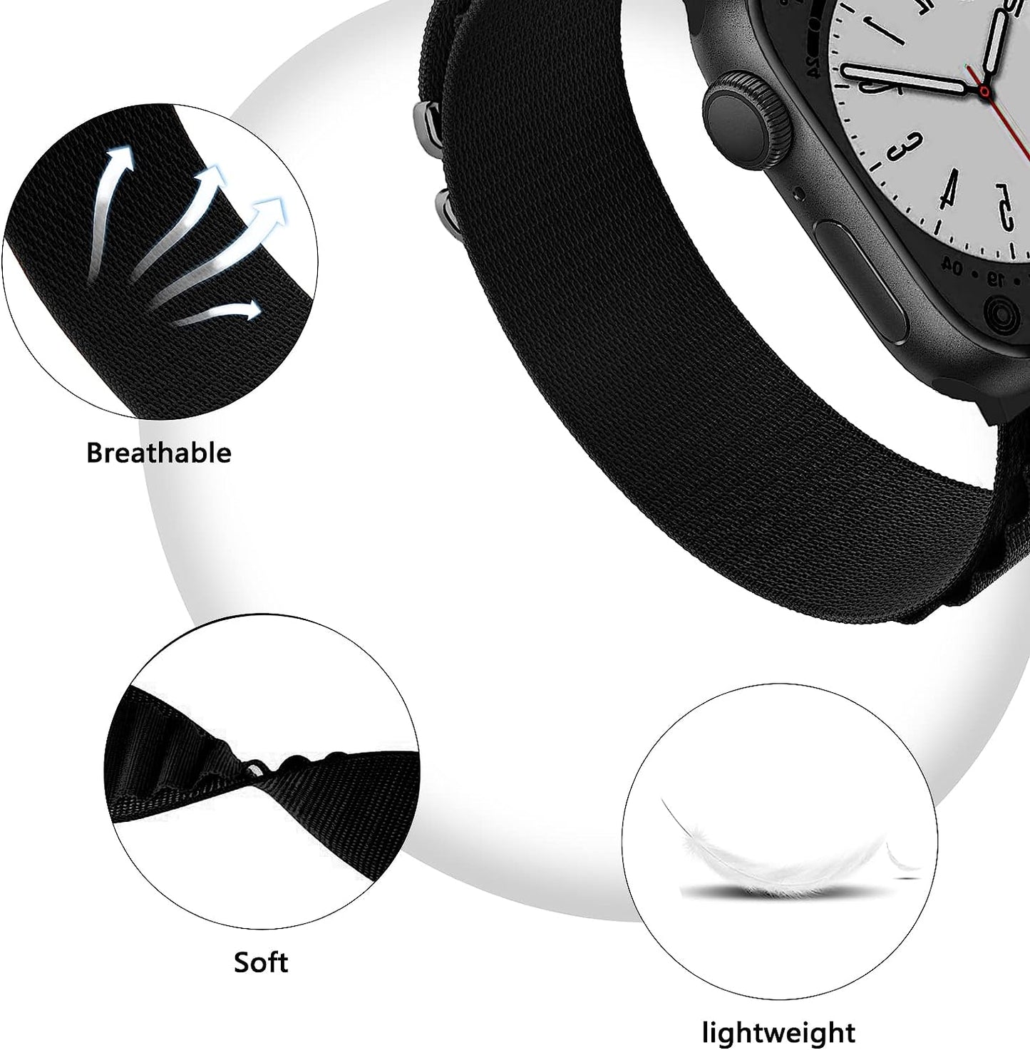 4 Pack Alpine Trail Loop Ocean Band Compatible with Apple Watch Band 49Mm 45Mm 44Mm 42Mm Women Men,Adjustable with Sport Strap for Iwatch Ultra Series 8/7/6/5/4/3/2/1/Se,A-Black/Orange/T-Black/O-Black  FnKer   