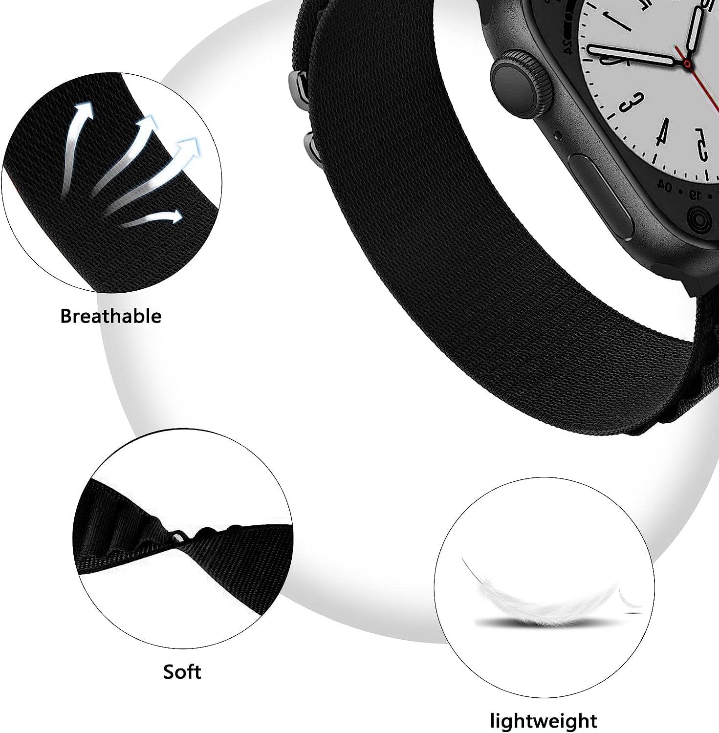 4 Pack Alpine Trail Loop Ocean Band Compatible with Apple Watch Band 49Mm 45Mm 44Mm 42Mm Women Men,Adjustable with Sport Strap for Iwatch Ultra Series 8/7/6/5/4/3/2/1/Se,A-Black/Orange/T-Black/O-Black  FnKer   