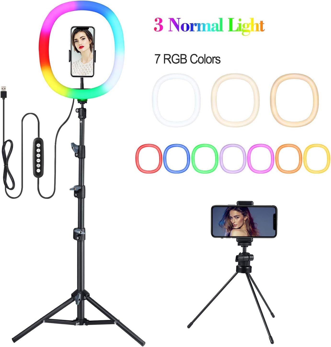 12'' RGB Selfie Ring Light,Mayoga Dimmable LED Ring Light with Tripod Stand & Phone Holder,Circle Light for Live Stream/Youtube Video/Makeup/Tik Tok/Vlogging,Compatible with Iphone Android  MAYOGA   