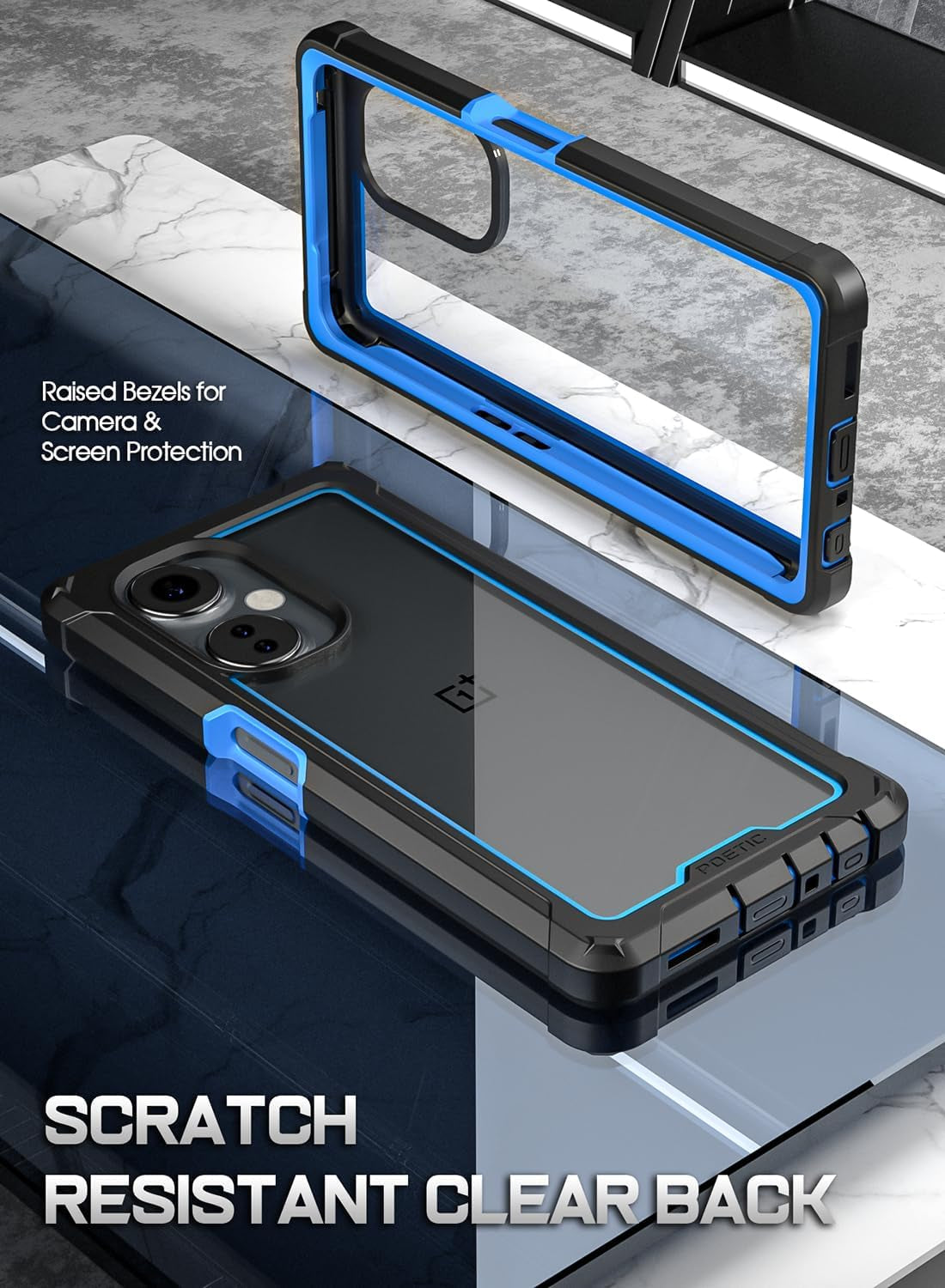 Poetic Guardian Case Designed for Oneplus Nord N30 5G, [20FT Mil-Grade Drop Tested], Full Body Hybrid Shockproof Bumper Cover with Built-In Screen Protector, Blue/Clear  Poetic   
