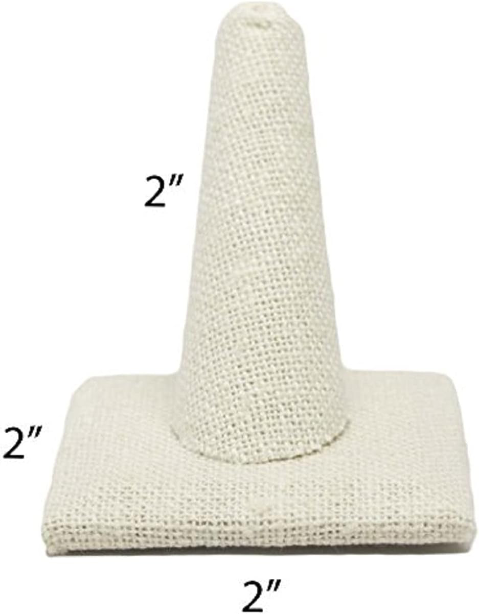 Novel Box® Single Finger Beige Linen Ring Stand Holder Jewelry Display 2X2X2 + NB Cleaning Cloth  Novel Box   