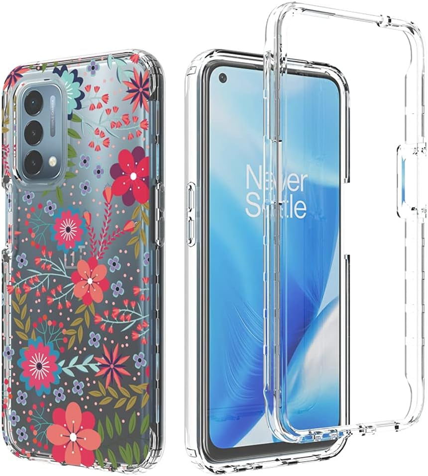 Zoeirc Case for Oneplus Nord N200 Case, Oneplus N200 5G Clear Case for Girls, Soft TPU 360 Full Body Shockproof Hybrid Bumper Crystal Clear Phone Case Cover for Oneplus Nord N200 5G (Blue Butterfly)  Zoeirc Floral Prints  