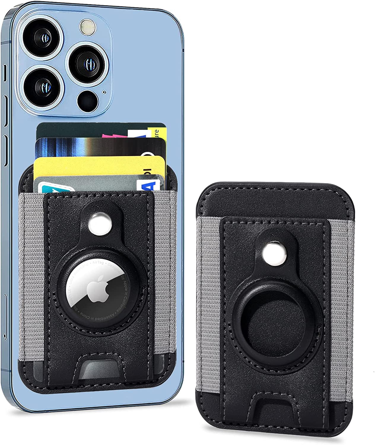 Miroddi for Magsafe Wallet with Airtag Holder, Magnetic Wallet Card Holder for Back of Iphone 14, 13 & 12 Series, Airtag Magsafe Leather Wallet, Hold up to 7 Cards, RFID Blocking Protection, Black  Miroddi   