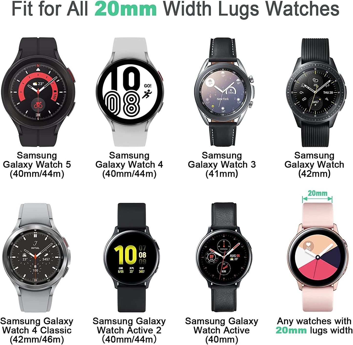 20Mm Lace Silicone Band Compatible with Samsung Galaxy Watch 4 Band 40Mm 44Mm,Galaxy Watch 4 Classic Band 42Mm 46Mm,Galaxy Watch 5 Bands,Slim Sport Strap Replacement Band for Galaxy Watch 4/5 Women  HEARTBOOM   