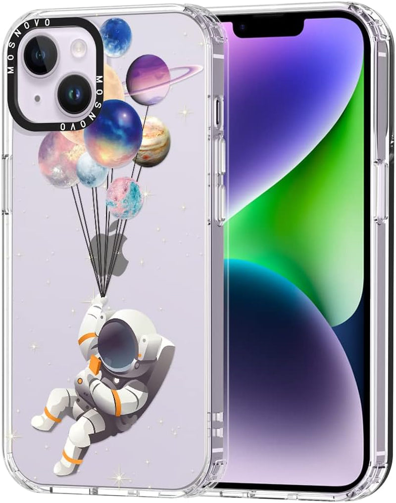 MOSNOVO Compatible with Iphone 14 plus Case, [Buffertech 6.6 Ft Drop Impact] [Anti Peel off Tech] Clear TPU Shockproof Bumper Phone Case Cover with Black Dragon Designed for Iphone 14 plus 6.7"  MOSNOVO Astronaut  