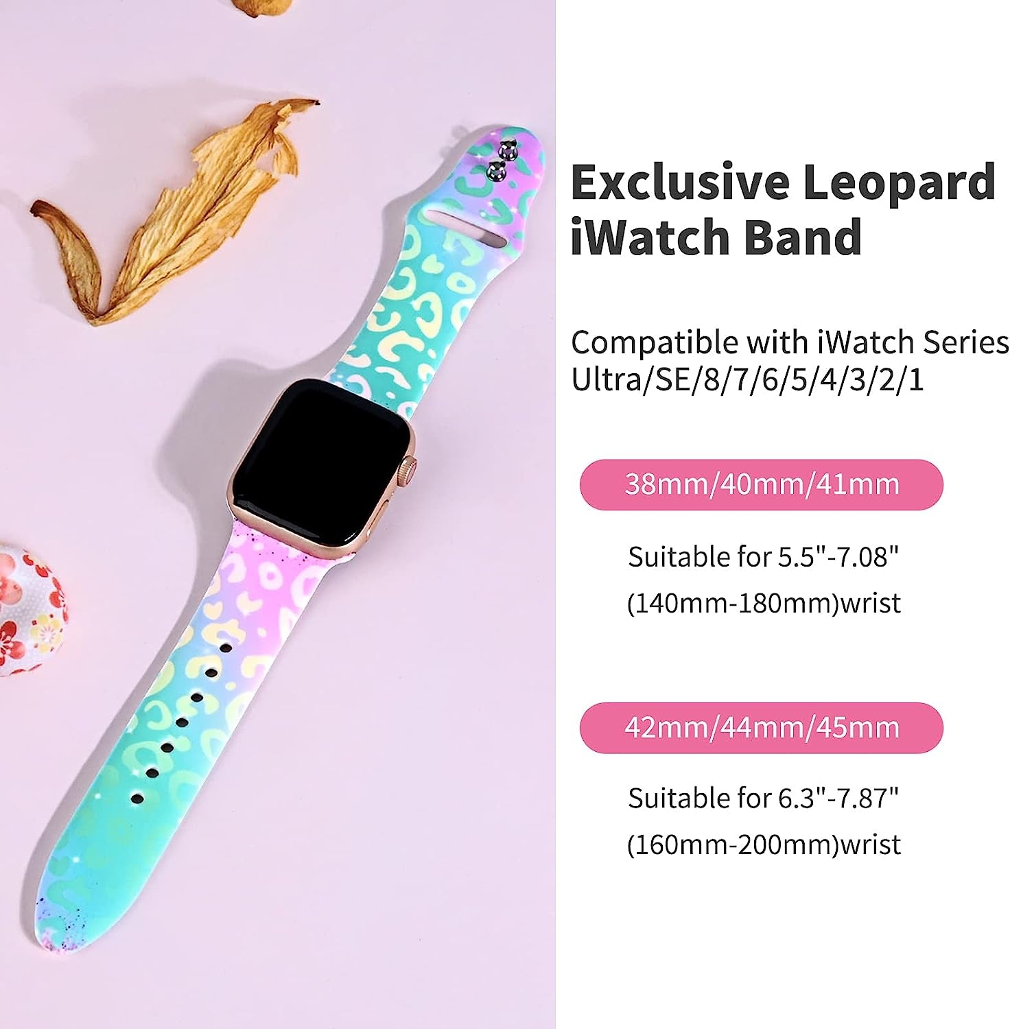 LHWINYI Compatible with Leopard Apple Watch Band for Women 38Mm 40Mm 41Mm 42Mm 44Mm 45Mm 49Mm, Cheetah Print Iwatch Bands for Series Ultra SE 8 7 6 5 4 3 2 1  LHWINYI   