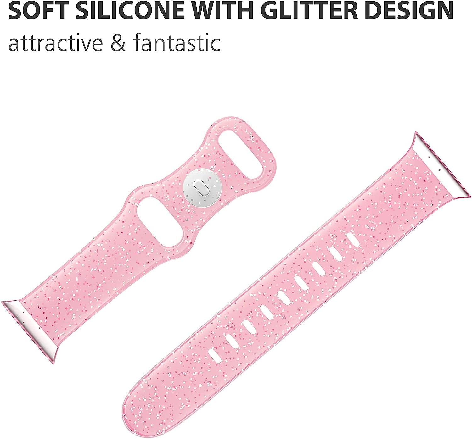 EDIMENS Sport Band Compatible with Apple Watch Bands 41Mm 38Mm 40Mm, Shiny Bling Glitter Silicone Soft Thin Small Replacement Band Compatible for Iwatch Series 8 7 6 5 4 3 2 1 SE Sport Edition Women  EDIMENS   