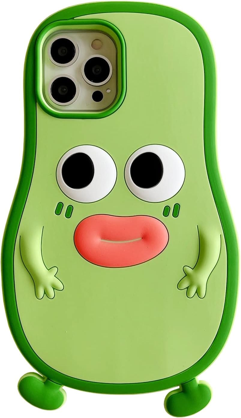 Yatchen for Iphone 12/12 Pro Kawaii Phone Case 3D Cartoon Cute Frog Phone Case Soft Silicone Unique Fun Cover Case for Women Girls Slim Fit Anti-Drop Protective Case for Iphone 12/12 Pro  Yatchen Avocado Sausage Mouth Iphone 14 Plus 