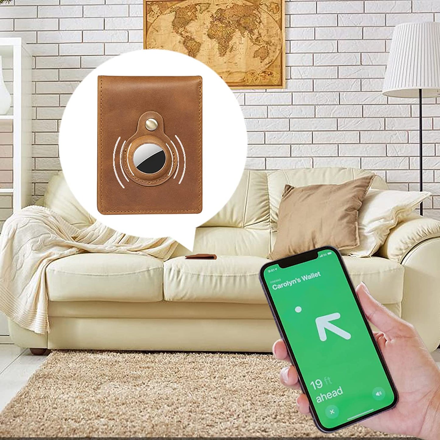 Airtag Wallet Case Leather Bifold Wallet for Air Tag GPS Tracker RFID Slim Front Pocket Wallet for Men (Leather Bifold Wallet)  Fundykee   