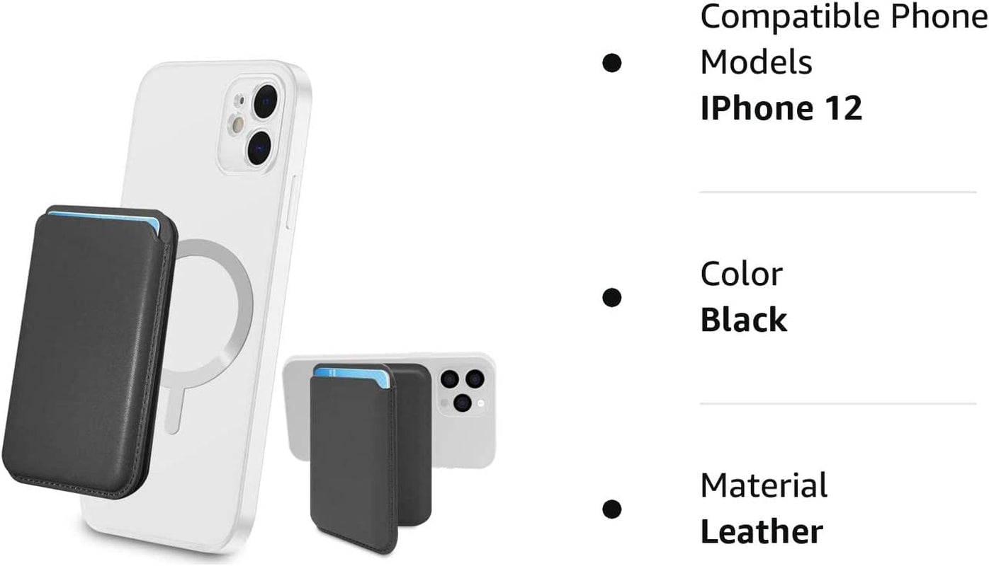 Phone Card Holder, Leather Phone Wallet Stick On, Stretchy Card Holder for Back of Phone Credit Card Holder (Black)  MOONS   