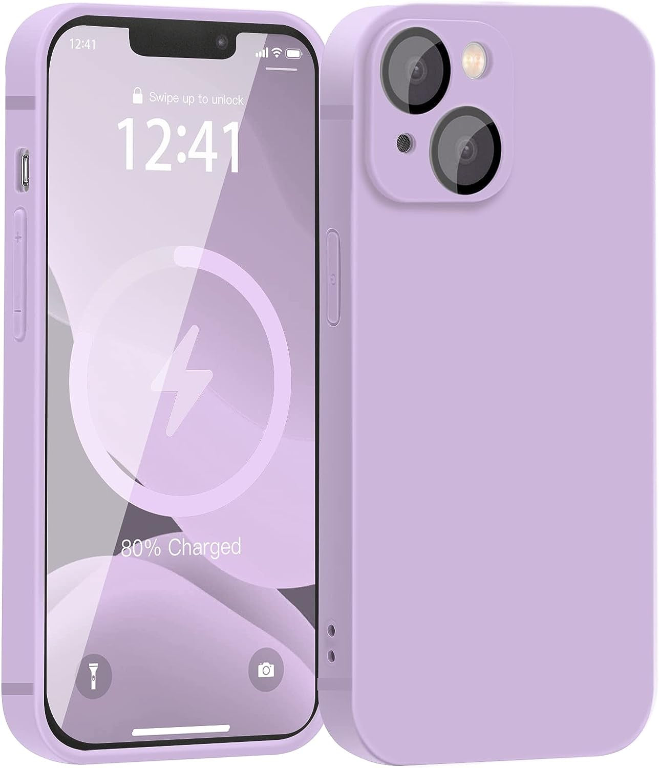 YZR Silicone Case Compatible with Iphone 13 Case (6.1 Inch 2021), with Camera Protection, Liquid Silicone Phone Case (Khaki)  YZR Grass Purple  