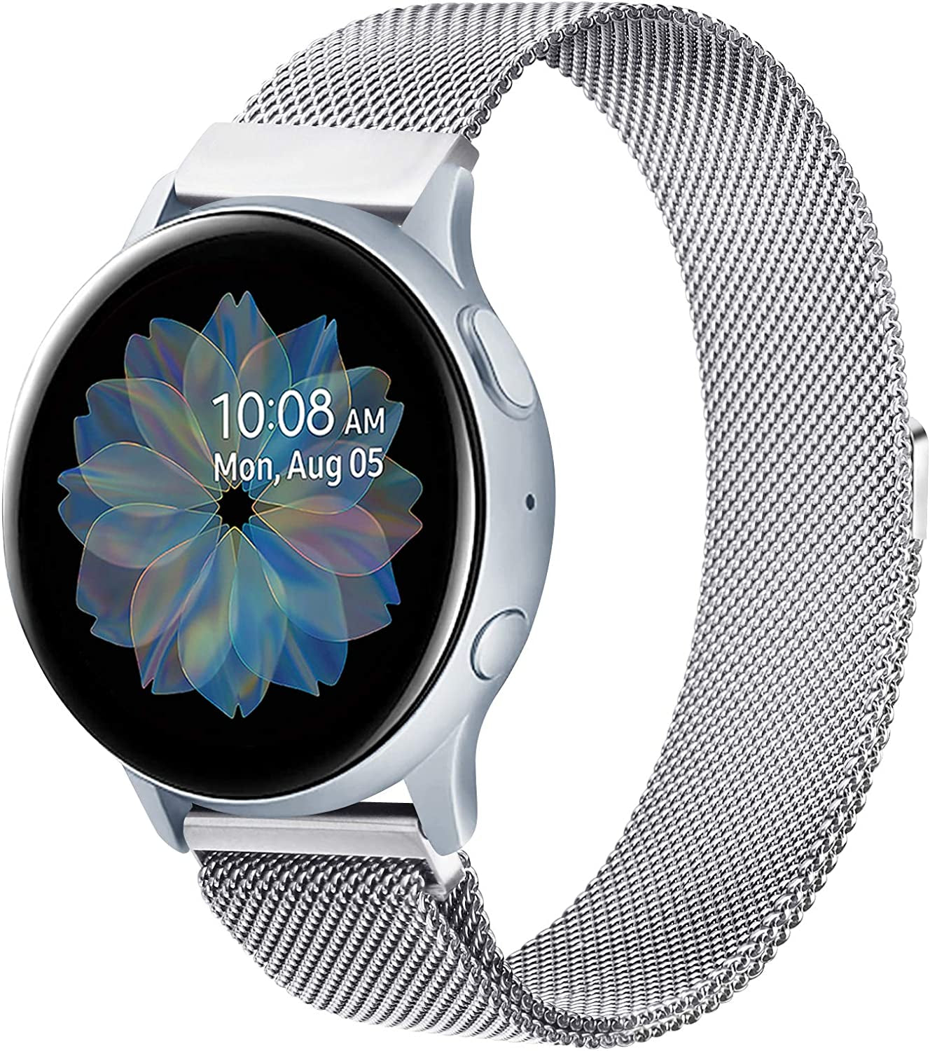 YILED Metal Bands for Samsung Galaxy Watch Active 2 40Mm 44Mm / Galaxy Watch Active, 20Mm Stainless Steel Mesh Watch Strap for Galaxy Watch 3 41Mm / Galaxy Watch 42Mm  YILED Silver  