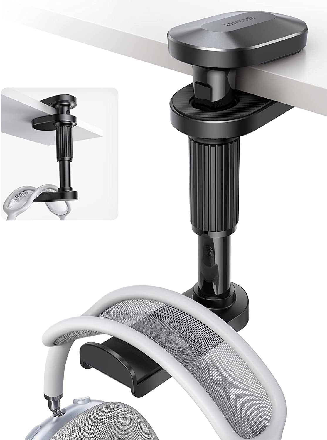 Lamicall Headphone Stand, Headset Hanger - [2022 Upgarded] 360° Rotating Earphones Holder Hook Mount Clamp under Desk for Airpods Max, Sennheiser, More, Black  Lamicall   
