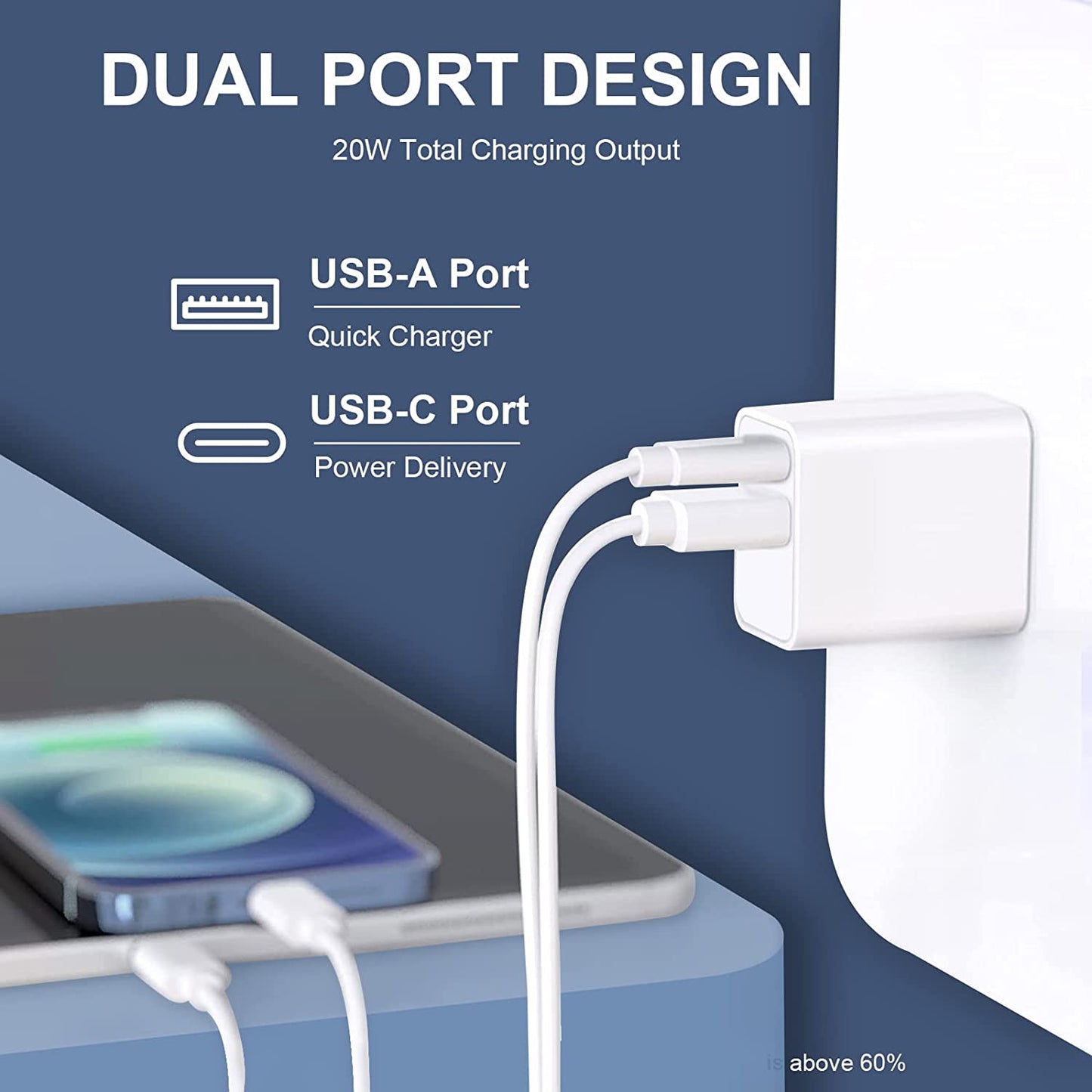 [Apple Mfi Certified] Iphone Fast Charger,2Pack 20W Dual Port PD3.0 USB-C + USB-A Power Delivery Wall Charger Block Plug for Iphone 14/13/13Pro Max/12 Mini/12 Pro Max/11/Xs/Xr/X/8,Ipad,Airpods Pro Max  Shenzhen Xihuida Electronics Co., Ltd   