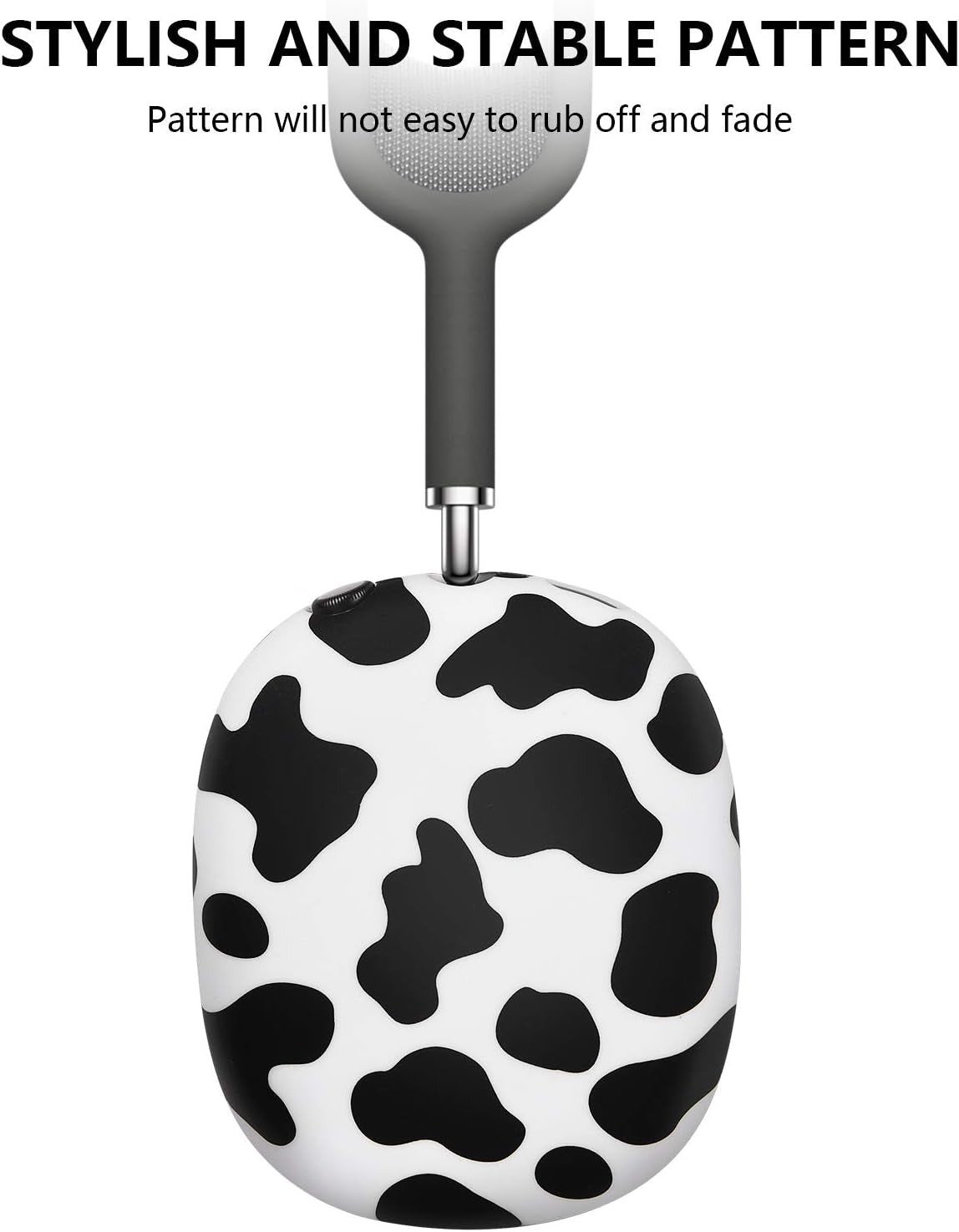 AIRSPO Compatible with Airpods Max Case Cover, Silicone Sleeve Case for Airpods Max Headphone Floral Print Protective Airpod Max Earpads Cover (Black/Cow)  AIRSPO   